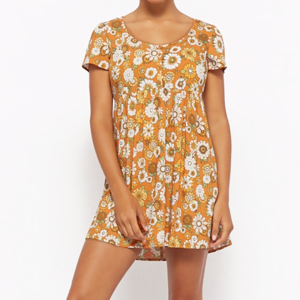 NWOT Forever 21 Hippie/Boho Orange Floral Dress